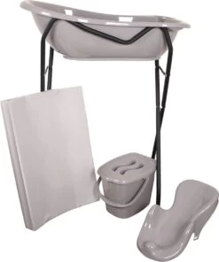 MamaLoes Lichtgrijs Badset Incl. Zwarte Badstandaard