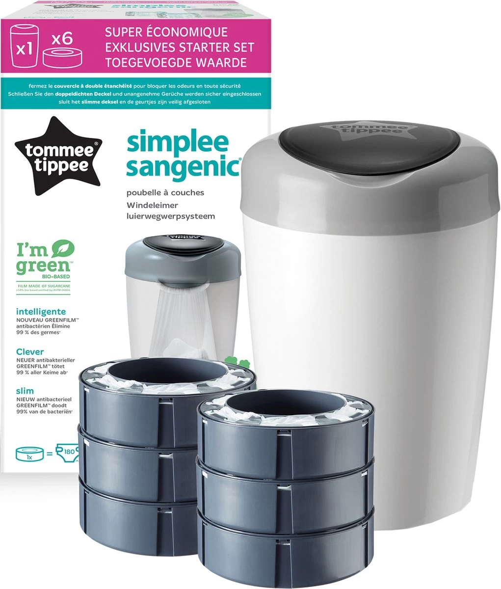 Tommee Tippee Simplee Sangenic luieremmer, milieuvriendelijker systeem, inclusief 6 navulcassettes met duurzaam geproduceerde antibacteriële GREENFILM, grijs Tommee Tippee Simplee Sangenic Luieremmer, Milieuvriendelijker Systeem, Inclusief 6 Navulcassettes Met Duurzaam Geproduceerde Antibacteriële GREENFILM, Grijs -Winkel voor babyproducten 1021x1200 3