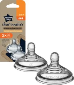 Tommee Tippee Advanced Anti-Colic Zuigfles Spenen, Borst-achtig, Zacht Silicone, Snelle Uitstroomsnelheid, 6m+, Verpakking Van 2