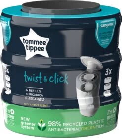 Tommee Tippee Twist & Click Milieuvriendelijke Luieremmer Navulling - Duurzaam Geproduceerde Greenfilm - 3 Stuks 8 Tommee Tippee Twist & Click Milieuvriendelijke Luieremmer Navulling - Duurzaam Geproduceerde Greenfilm - 3 Stuks -Winkel voor babyproducten 1059x1200 1