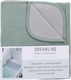 Merkloos Baby Wiegdeken | Katoen Ledikant Deken | Babydekentje | Wikkeldeken | Wafel | Mintgroen