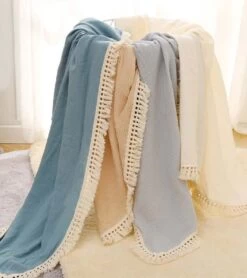 Hydrofiele Doek XL Met Franjes - 120x120 Cm - Taupe -Winkel voor babyproducten 1067x1200