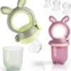 2 Fruit Teats Baby Bunny + 6 Siliconen Spenen In 3 Maten + 1 Baby Tandenborstel - BPA-vrije Fopspeen Voor Fruit Groente Pap Babyvoeding (2-Pack+Tandenborstel) -Winkel voor babyproducten 1081x1200