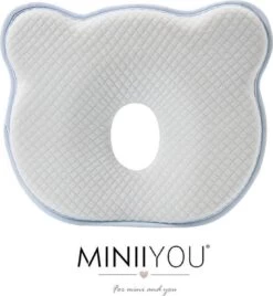 MINIIYOU® Orthopedisch Baby Hoofdkussen - Blauw - Plat Hoofd - Katoen - Traagschuim Vulling