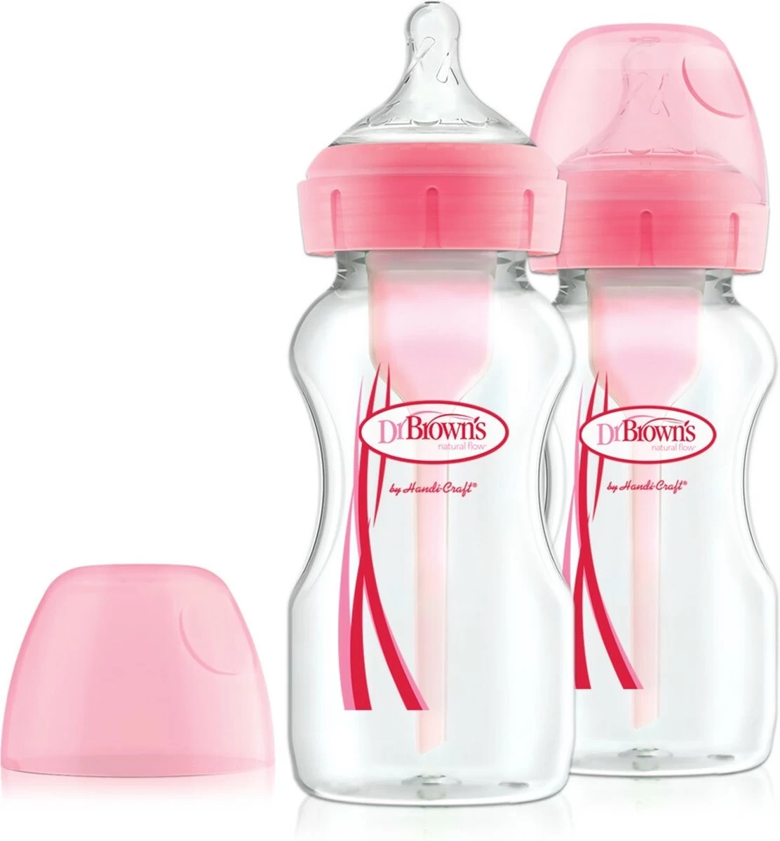 Dr. Brown's Options+ Anti-colic Bottle Brede Hals Fles - 270 ml - Duopack Roze Dr. Brown's Options+ Anti-colic Bottle Brede Hals Fles - 270 Ml - Duopack Roze -Winkel voor babyproducten