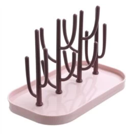 Merkloos Baby Flessen Droogrek - Afdruiprek Met Lekbak - Afwasrek - Baby Flesjes Droogrek - Flessenrek - Kraamcadeau - Baby Cadeau - Roze