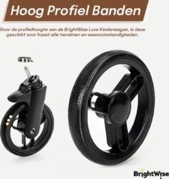 Merkloos BrightWise® Luxe Kinderwagen 3 In 1 Voldoet Aan Alle Europese Veiligheidscertificaten - Wandelwagen - Kinderwagen 3-in-1 Incl Autostoel - Kinderwagen Maxi Cosi – Buggy 3 In 1 - Newborn - Leer - Bruin -Winkel voor babyproducten 1135x1200 6