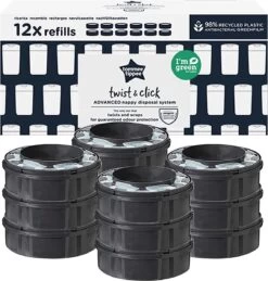 Tommee Tippee Twist & Click Milieuvriendelijke Luieremmer Navulling - Duurzaam Geproduceerde Greenfilm - 12 Stuks -Winkel voor babyproducten 1144x1200
