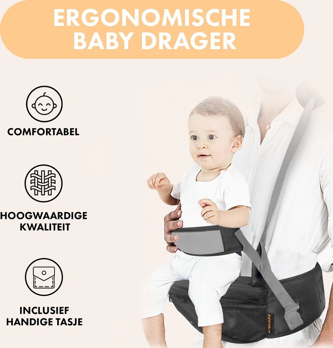 Deryan Pack Light Luxe Heupdrager - Ergonomische draagzak + Opbergvakjes Grijs Deryan Pack Light Luxe Heupdrager - Ergonomische Draagzak + Opbergvakjes Grijs -Winkel voor babyproducten 1146x1200 8