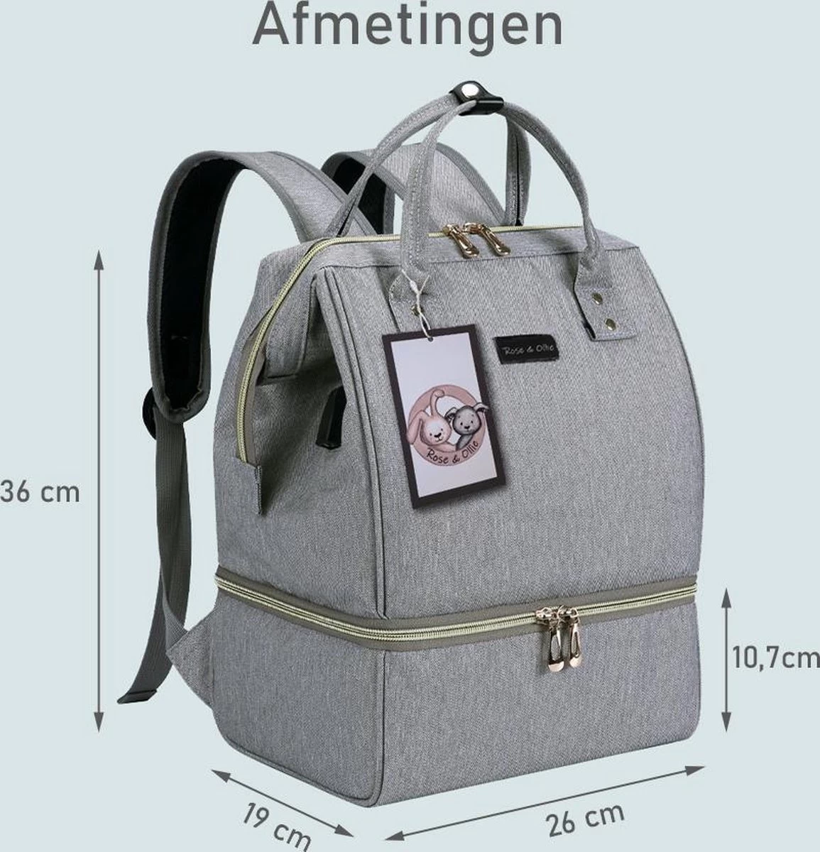 Rose & Ollie Kolftas Rugtas Grijs - Koeltas Moedermelk Rose & Ollie Kolftas Rugtas Grijs - Koeltas Moedermelk -Winkel voor babyproducten 1155x1200 5