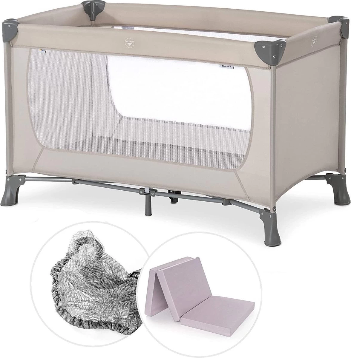 Hauck Dream N Play Campingbedje Set - Met Matras en Muggennet - Beige Hauck Dream N Play Campingbedje Set - Met Matras En Muggennet - Beige -Winkel voor babyproducten 1175x1200 5