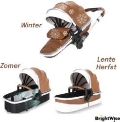 Merkloos BrightWise® Luxe Kinderwagen 3 In 1 Voldoet Aan Alle Europese Veiligheidscertificaten - Wandelwagen - Kinderwagen 3-in-1 Incl Autostoel - Kinderwagen Maxi Cosi – Buggy 3 In 1 - Newborn - Leer - Bruin -Winkel voor babyproducten 1181x1200 11