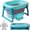 K IKIDO Kinderbad - Baby Bad - Pasgeboren Badkuip - Babybadje - Opvouwbaar Babybad - Vouwbad - Mit Ophangpad & Badkruk - Blauw