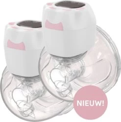 Oliva Babycare® Elektrische Borstkolf Handsfree - Dubbele Draadloze Kolf - BPA-Vrij - Draagbaar Kolfapparaat - 2 Stuks - Luxe White & Baby Pink