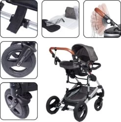 Bronea EXQUISE Luxe Multi-functionele Kinderwagen 3 In 1 | Zwart / Silver | Incl. MATRAS, Buggy, Autostoel, Luiertas, Regenhoes, Voetenwarmer, Muggen Net & Zonneklep -Winkel voor babyproducten 1191x1200 11