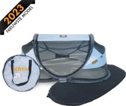 Deryan Baby Luxe Campingbedje – Inclusief Zelfopblaasbare Matras - Blue