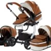 Merkloos BrightWise® Luxe Kinderwagen 3 In 1 Voldoet Aan Alle Europese Veiligheidscertificaten - Wandelwagen - Kinderwagen 3-in-1 Incl Autostoel - Kinderwagen Maxi Cosi – Buggy 3 In 1 - Newborn - Leer - Bruin -Winkel voor babyproducten 1200x1013 5