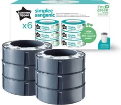 Tommee Tippee Simplee Sangenic-navullingen Voor Luieremmers, Duurzaam Geproduceerde Antibacteriële GREENFILM, Verpakking Van 6 Stuks -Winkel voor babyproducten 1200x1043