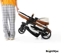 Merkloos BrightWise® Luxe Kinderwagen 3 In 1 Voldoet Aan Alle Europese Veiligheidscertificaten - Wandelwagen - Kinderwagen 3-in-1 Incl Autostoel - Kinderwagen Maxi Cosi – Buggy 3 In 1 - Newborn - Leer - Bruin -Winkel voor babyproducten 1200x1045 5