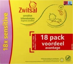 Zwitsal - Billendoekjes Sensitive - 18 X 57 - 1026 Babydoekjes -Winkel voor babyproducten 1200x1063 1