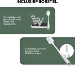 STACK Flessen Droogrek Met Flessenborstel | Zwart - Geschikt Voor Flessen En Doppen - Droogrek Voor Flessen - Baby Flessenrek - Afdruiprek Baby - Drying Rack - Babyfles Droogrek - Afdruiprek Fles Met Lekbak - Afdruiprek - Babyflessen - Flessenrek -Winkel voor babyproducten 1200x1065 5