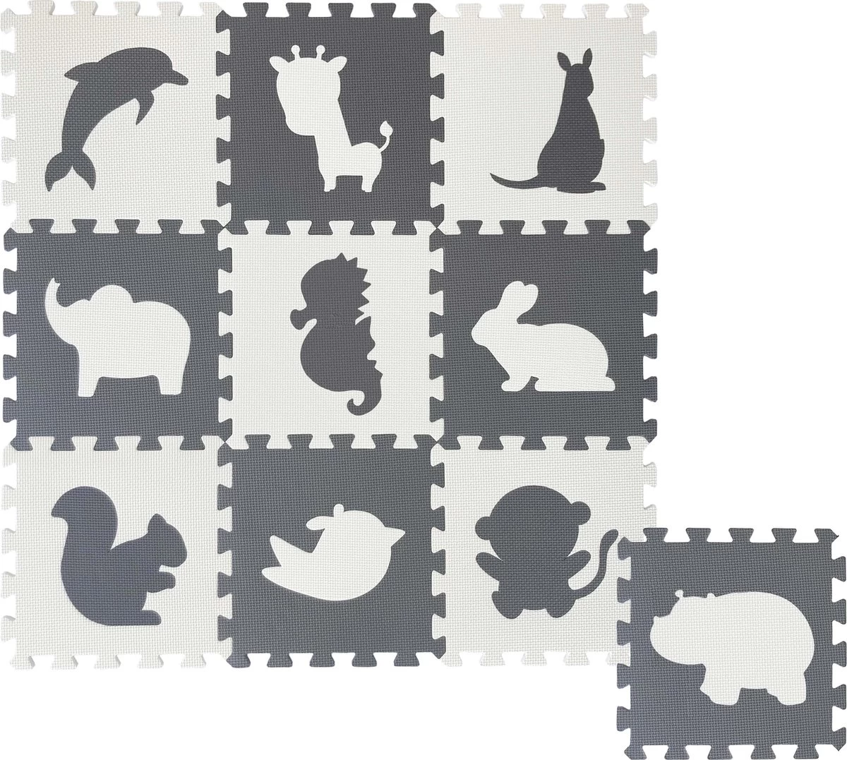Dieren Foam Puzzel Speelmat - 10 Speelmatten - Uitneembare Figuren - Grijs - Wit - Puzzelmat 90x90x1cm Merkloos Dieren Foam Puzzel Speelmat - 10 Speelmatten - Uitneembare Figuren - Grijs - Wit - Puzzelmat 90x90x1cm -Winkel voor babyproducten 1200x1077 1