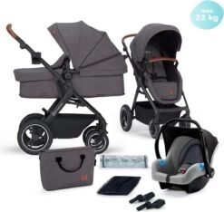 Kinderkraft B-Tour Ash Grey 3-in-1 Combi Kinderwagen Incl. Autostoel KSBTOU00DGR3000 -Winkel voor babyproducten 1200x1136 6