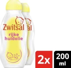 Zwitsal Rijke Huidolie Avocado - 2 X 200 Ml - Voordeelverpakking