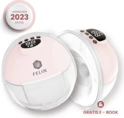 Felin Handsfree Borstkolf - Dubbele Draadloze Elektrische Borstkolf - Inclusief 30 Moedermelk Bewaarzakjes, 3 Maten Borstschildverkleiners & E-Book