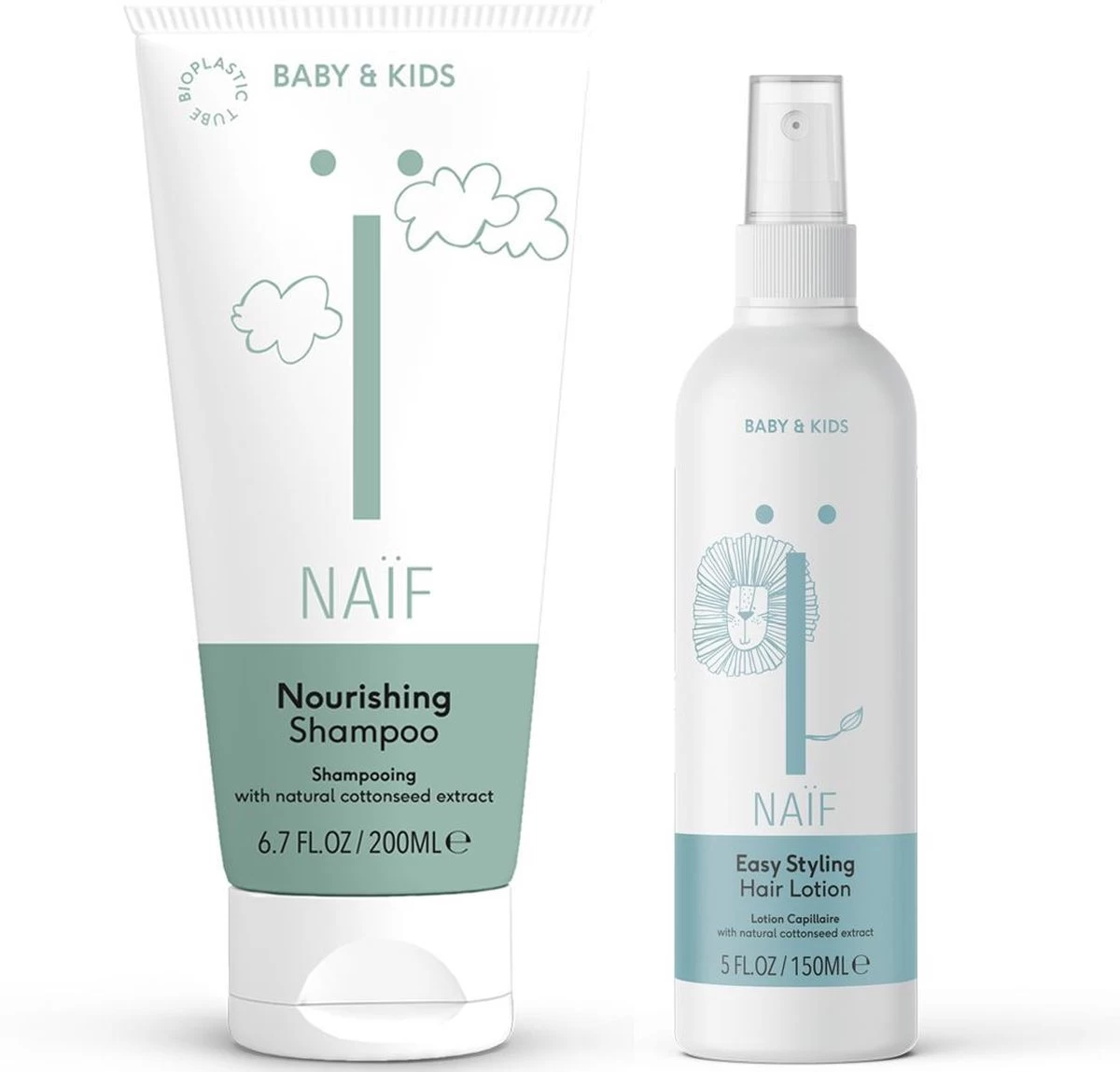 Naïf Combinatie Shampoo & Haarlotion - Babyverzorging - Voordeelverpakking - 2 stuks - met Natuurlijke Ingrediënten Naïf Combinatie Shampoo & Haarlotion - Babyverzorging - Voordeelverpakking - 2 Stuks - Met Natuurlijke Ingrediënten -Winkel voor babyproducten