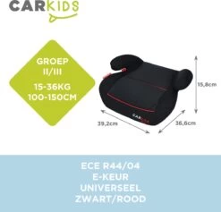 Carkids Auto Zitverhoger Zwart En Rood | Autostoel Groep 2-3 | Kinderen Van 3,5-12 Jaar | 15-36 Kg -Winkel voor babyproducten 1200x1150 12