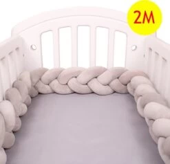 Baby Bed Bumper Gevlochten, Boxomrander, Hoofdbeschermer, Bedbumper,boxrand (2 Meter) Van Baby-slofje.nl , Grijs -Winkel voor babyproducten 1200x1150 20