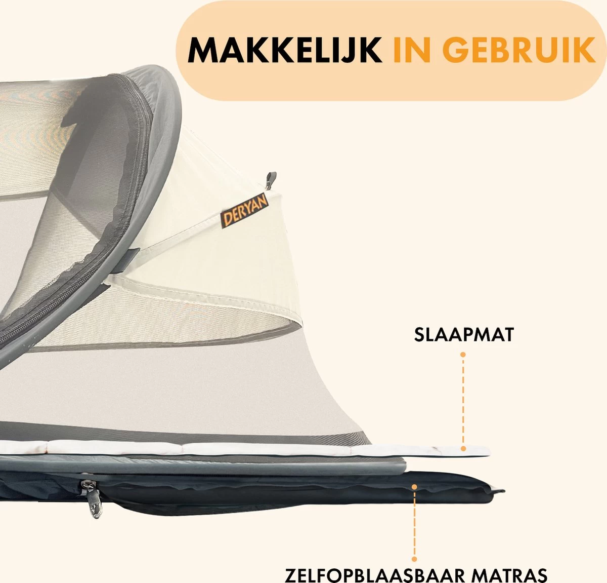 Deryan Baby Luxe Campingbedje – Inclusief zelfopblaasbare matras - Cream Deryan Baby Luxe Campingbedje – Inclusief Zelfopblaasbare Matras - Cream -Winkel voor babyproducten 1200x1151 9