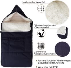 Monzana Voetenzak - Voor Kinderwagen Of Stoeltje - 93x56cm Donkerblauw -Winkel voor babyproducten 1200x1152 22