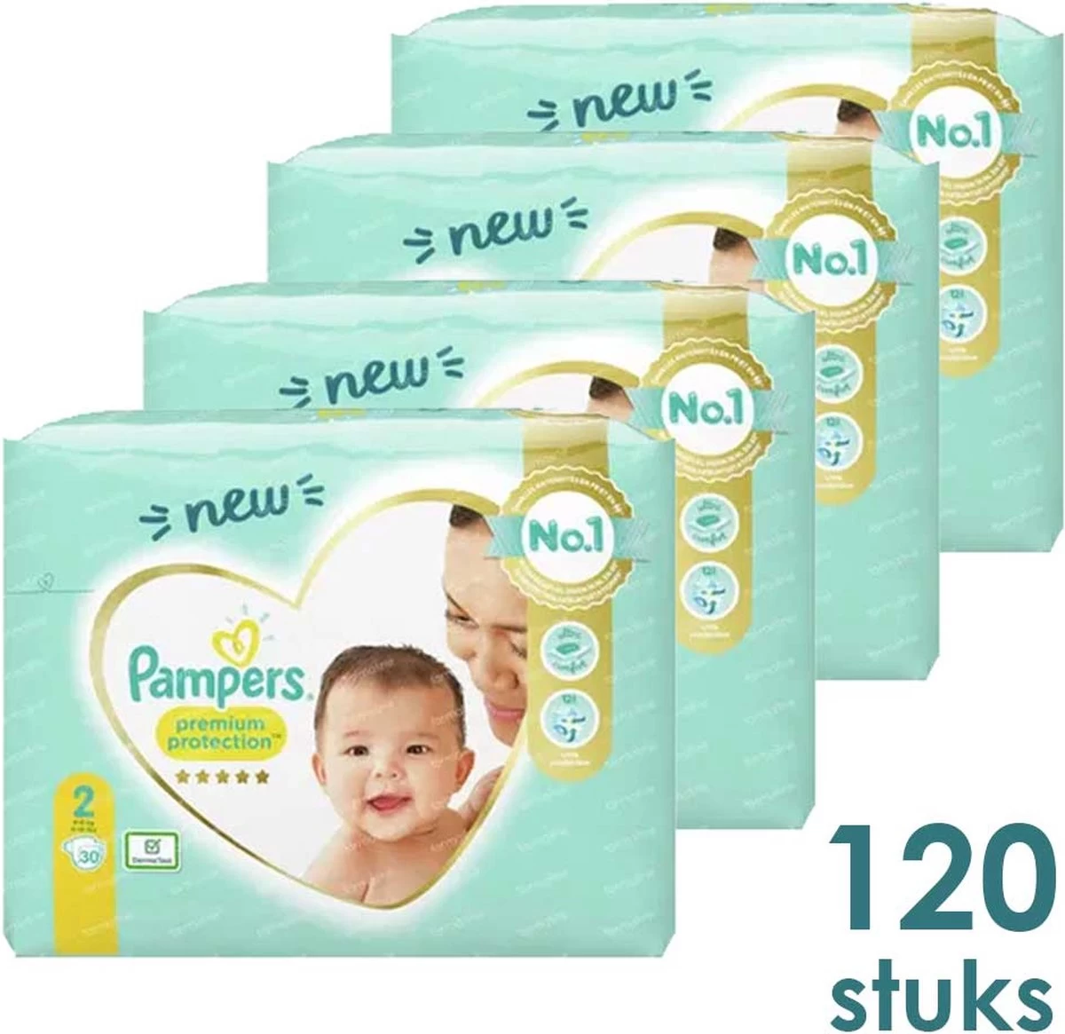 Pampers Premium Protection Luiers - Maat 2 - 120 stuks (4x30) Pampers® Pampers Premium Protection Luiers - Maat 2 - 120 Stuks (4x30) -Winkel voor babyproducten
