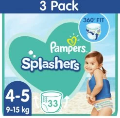 Pampers® Pampers Splashers Wegwerpbare Zwemluiers - Maat 4-5 (9-15 Kg) - 33 Stuks - Voordeelverpakking -Winkel voor babyproducten 1200x1183