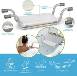 Vivamore Badzitje - Badstoeltje Tot Max. 150 KG - 74 X 23 X 18 CM - Badkruk - Anti-Slip Poten - Stevig Frame - Wit -Winkel voor babyproducten 1200x1183 3