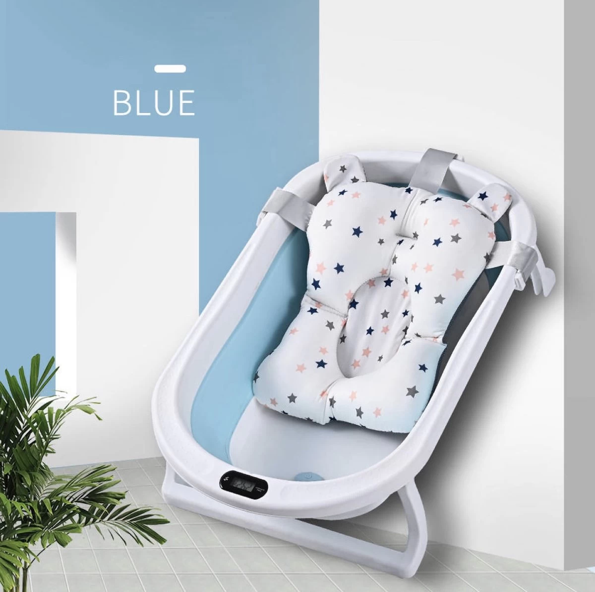 Babybadje - Laychee - Gratis kussen - 4 in 1 - Peuterbadje - Opvouwbaar - Thermometer - Lichtgewicht - Inklapbaar - Blauw Babybadje - Laychee - Gratis Kussen - 4 In 1 - Peuterbadje - Opvouwbaar - Thermometer - Lichtgewicht - Inklapbaar - Blauw -Winkel voor babyproducten 1200x1195 7