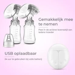 Nuvance - Dubbel Draagbare Elektrische Borstkolf - Inclusief Melkfles - 300ml - Handkolf - Kolfapparaten - Borstvoeding - 18 Standen - BPA Vrij -Winkel voor babyproducten 1200x1199 25