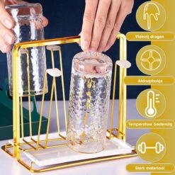Flessenrek - Droogrek Babyfles - Flessen Rek Baby - Flessendroogrek Met Opvangbak - Afdruiprek - Afwasrek - Flessenrekje - Lekbak - Égouttoir - Goude Droogrek - Vetalo -Winkel voor babyproducten 1200x1200 1316