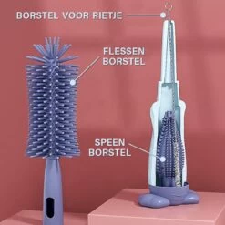 Baby Flessenborstel - Flessenreiniger - Flessenborstel Siliconen - Flesvoedingsaccessoires - BPA Vrij - Blauw - 3 In 1 -Winkel voor babyproducten 1200x1200 1332