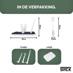 STACK Flessen Droogrek Met Flessenborstel | Zwart - Geschikt Voor Flessen En Doppen - Droogrek Voor Flessen - Baby Flessenrek - Afdruiprek Baby - Drying Rack - Babyfles Droogrek - Afdruiprek Fles Met Lekbak - Afdruiprek - Babyflessen - Flessenrek -Winkel voor babyproducten 1200x1200 1350