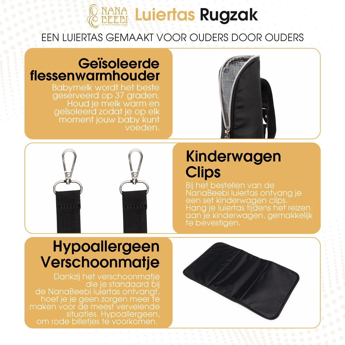 NanaBeebi Luiertas Rugzak met Verschoonmatje - Zwart - Inclusief flessenwarmhouder - kinderwagenhaken en isoleervak NanaBeebi Luiertas Rugzak Met Verschoonmatje - Zwart - Inclusief Flessenwarmhouder - Kinderwagenhaken En Isoleervak -Winkel voor babyproducten 1200x1200 1707