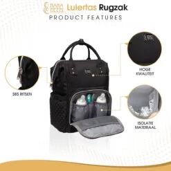 NanaBeebi Luiertas Rugzak Met Verschoonmatje - Zwart - Inclusief Flessenwarmhouder - Kinderwagenhaken En Isoleervak 8 NanaBeebi Luiertas Rugzak Met Verschoonmatje - Zwart - Inclusief Flessenwarmhouder - Kinderwagenhaken En Isoleervak -Winkel voor babyproducten 1200x1200 1711