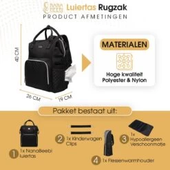 NanaBeebi Luiertas Rugzak Met Verschoonmatje - Zwart - Inclusief Flessenwarmhouder - Kinderwagenhaken En Isoleervak 10 NanaBeebi Luiertas Rugzak Met Verschoonmatje - Zwart - Inclusief Flessenwarmhouder - Kinderwagenhaken En Isoleervak -Winkel voor babyproducten 1200x1200 1713