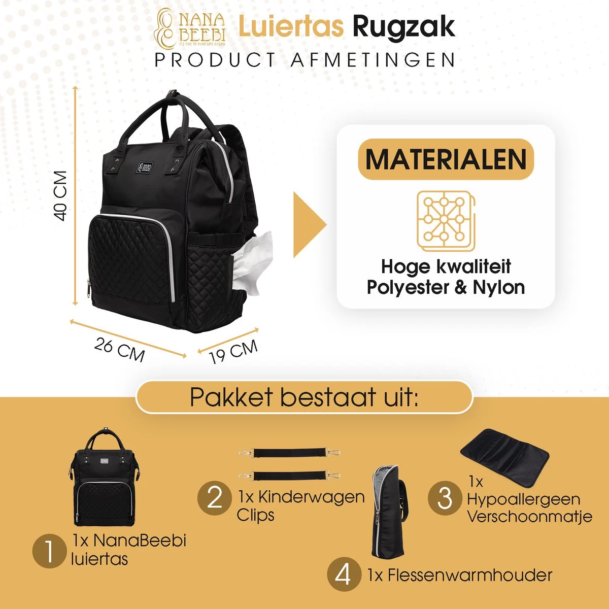 NanaBeebi Luiertas Rugzak met Verschoonmatje - Zwart - Inclusief flessenwarmhouder - kinderwagenhaken en isoleervak NanaBeebi Luiertas Rugzak Met Verschoonmatje - Zwart - Inclusief Flessenwarmhouder - Kinderwagenhaken En Isoleervak -Winkel voor babyproducten 1200x1200 1713