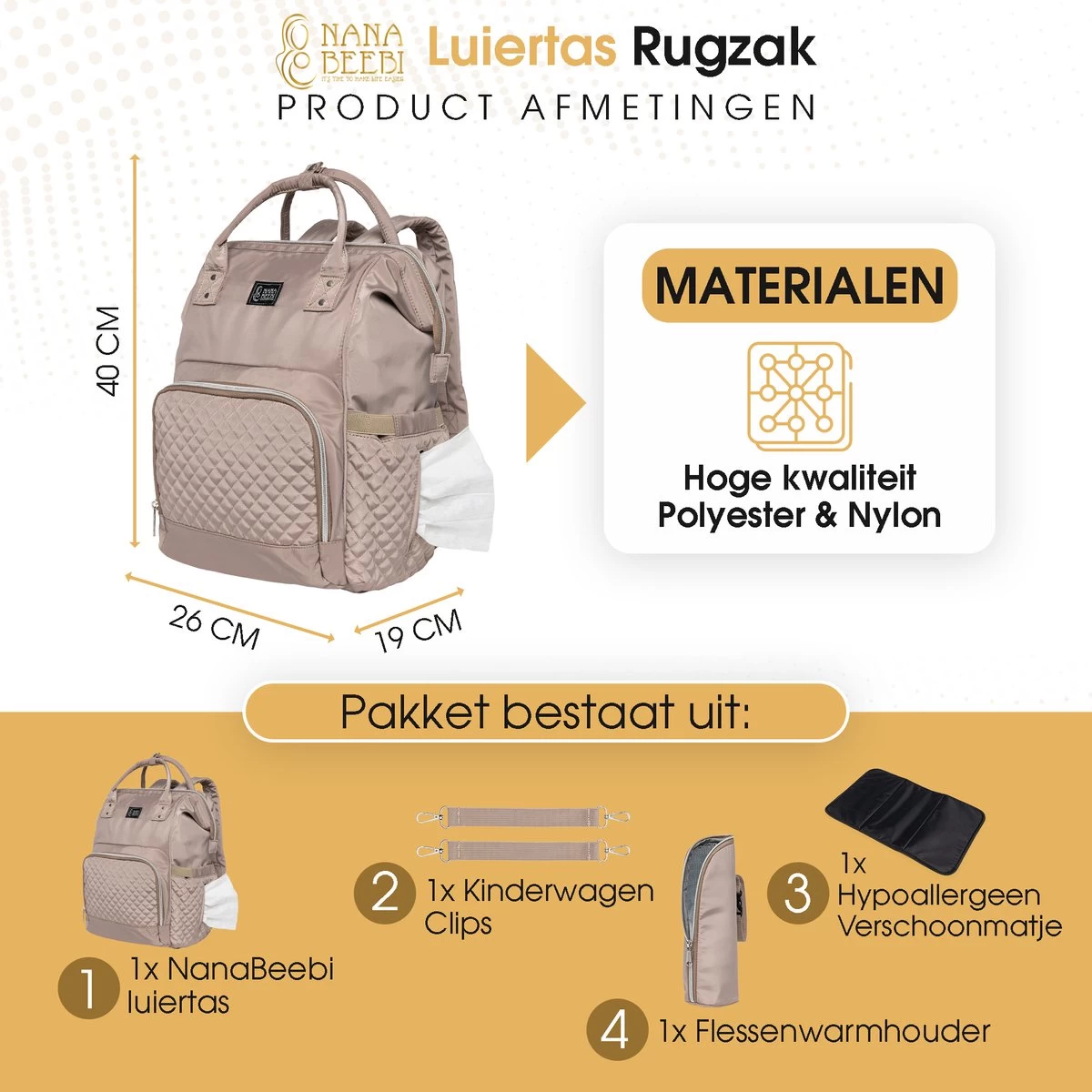 NanaBeebi Luiertas Rugzak met Verschoonmatje - Beige Taupe - Inclusief flessenwarmhouder - kinderwagenhaken en isoleervak NanaBeebi Luiertas Rugzak Met Verschoonmatje - Beige Taupe - Inclusief Flessenwarmhouder - Kinderwagenhaken En Isoleervak -Winkel voor babyproducten 1200x1200 1749