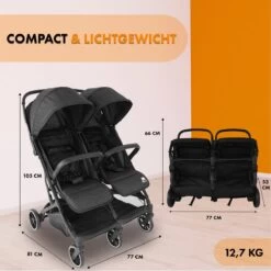 Deryan Luxe Rolo X2 Dubbele Buggy - Duo Buggy - Zwart 5 Deryan Luxe Rolo X2 Dubbele Buggy - Duo Buggy - Zwart -Winkel voor babyproducten 1200x1200 1851