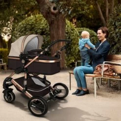 KIDUKU- 3 In 1 Combi-kinderwagen- Bruin/goud- Buggy Incl. Autostoeltje-regenhoes- Inklapbaar -Winkel voor babyproducten 1200x1200 2216
