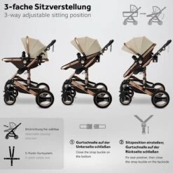 KIDUKU- 3 In 1 Combi-kinderwagen- Bruin/goud- Buggy Incl. Autostoeltje-regenhoes- Inklapbaar -Winkel voor babyproducten 1200x1200 2217